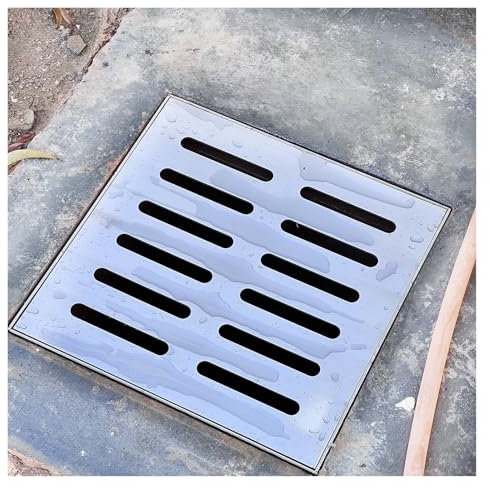Ablaufgitter aus 304 Edelstahl, 50 x 50 cm, dekorative Dachrinnenabdeckung für Außengaragen, Beton, abnehmbare Abdeckung, Gitterrost, Bodenablauf für 10,2 cm, 15,2 cm, 25,4 cm, 25,4 cm, 25,4 cm, 30,5