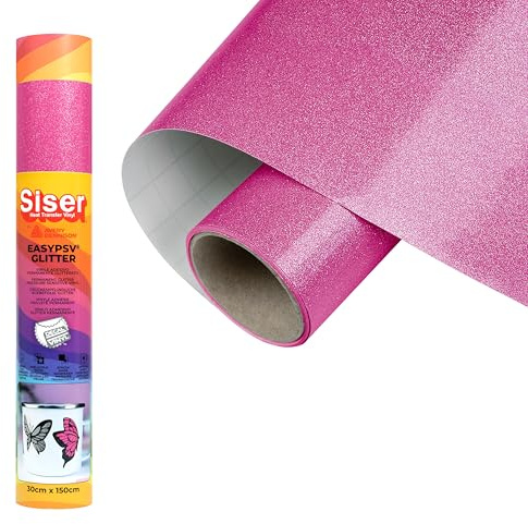 Siser EasyPSV Glitter - Pink Flirt Glitter Permanent selbstklebendes Vinyl 150 x 30 cm, zur Personalisierung von Objekten und harten Oberflächen, für Schneideplotter
