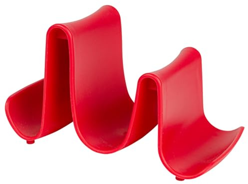 Hutzler Compact Pot Lid Stand and Spoon Rest, Space Saving Design (Red)