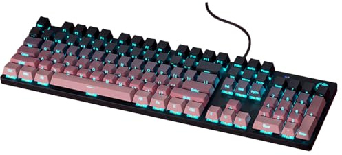 HP GK400F Teclado mecánico con Cable, Panel de Metal ABS Teclas 104 Teclas para Juegos y Negocios, Interruptor marrón, Compatible con Escritorio y portátil, Blackberry Pink
