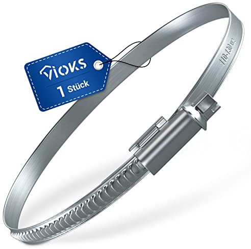 VIOKS Schlauchschelle Schelle 110-130mmØ Schlauchklemme W2 Chromstahl Rohrschelle Klemme für 125er Abluftschlauch Trockner Dunstabzugshaube Gefrierschrank Silber