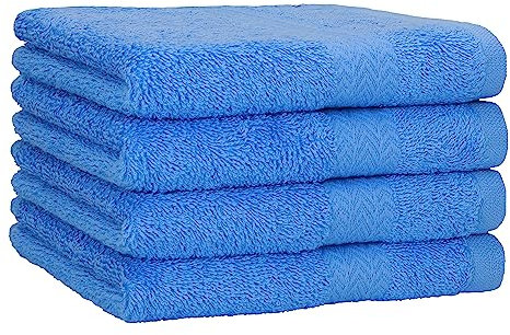 Betz 4 Stück Strandtücher Duschtücher Set Größe 70x140 cm Duschhandtuch Badetuch Strandtuch Handtuch Premium 100% Baumwolle Farbe hellblau