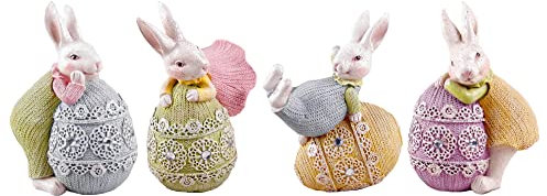 MineDecor Dekofiguren Hase, aus Kunstharz, Frühling, Ostern, Dekoration für Party, Zuhause, Urlaub, Kunstharz, Damon with Eggs, Einheitsgröße