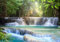 decomonkey Fototapete Wasserfall 350x256 cm XXL Design Tapete Fototapeten Vlies Tapeten Vliestapete Wandtapete moderne Wand Schlafzimmer Wohnzimmer Wald Natur