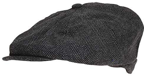Herren Grau Fischgrätenmuster Tweed 8 Panel Gatsby Bakerboy Hat Country Newsboy Cap (59 cm)