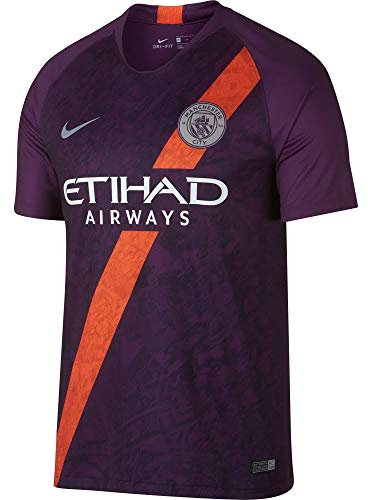 Nike Maglietta da Uomo Manchester City FC Breathe Stadium 3rd, Uomo, T-Shirt, 919001-538, Viola Notte/Argento Riflettente., M