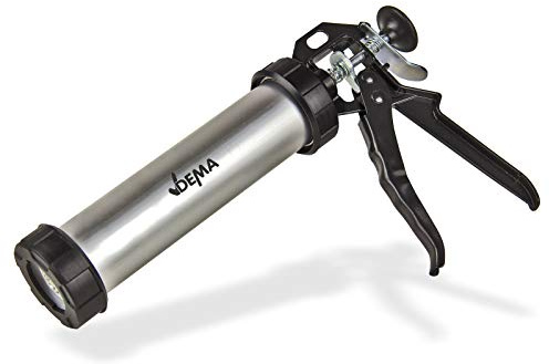 DEMA Alu Kartuschenpistole 310 ml, Kartuschenpresse Silikonspritze, stabil, ergonomisch, präzise dosierbar, für Silikon, Acryl, Montage, Verfugung