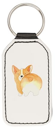 Mr. & Mrs. Panda Rechteckig Schlüsselanhänger Corgi Po - Geschenk, Spruch, Schutzengel, Haustier, Hundebesitzer, Taschenanhänger, Hund, Sprüche,