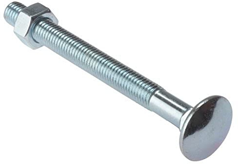 Merriway BH07063 (100 Pcs) Carriage Bolts with Nuts, M6 x 50 mm (1/4 Inch x 2 Inch) Zinc Plated - Pack of 100 Pieces