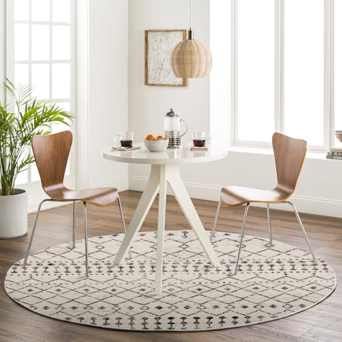 Livabliss Leonor Abu Dhabi Geometric Round – 160 cm, Ivory, Grey & Black