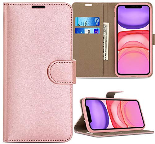 Pro_Gadgets_LTD Case For iPhone 11 Case, Wallet Case Premium Leather Card Slots Magnetic Stand Flip Cover Compatible with Case For iPhone 11 (6.1-inch) - Rose Gold