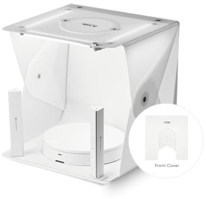Foldio2 Plus + 360 Studio Set (15 Photo Lightbox Set with Extra Lights & Smart 360 Photography Turntable/With 10 Bluetooth 360 Turntable/White & Black Background Sheets Included)