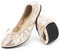 Greatonu Women's Ballet Pumps Comfort Foldable Portable Travel Slip on Slipper Bow Tie Flats Shoes Gold UK 3.5