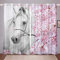 Prinz Rose Vorhänge 137x117cm Blume Weißes Pferd Gardinen Verdunkelungsvorhang Blickdicht Tier-Thema Eleganter Vorhang mit Ösen für Schlafzimmer 2er-Set Fenster Vorhänge