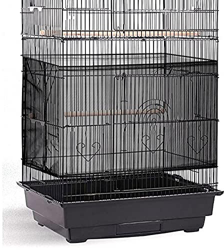 Verstellbarer Vogelkäfig Netz Abdeckung Vogelkäfig Samen Feder Fänger Weicher, Luftiger Rockschutz Universal Vogelkäfig Nylonnetz für Papageien Sittich Rund Quadratisch Käfig (Schwarz)