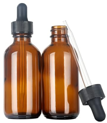 Magic Season Boston Round Glass Bottles (Amber / 60 ml with Droppers / 2 Pcs)