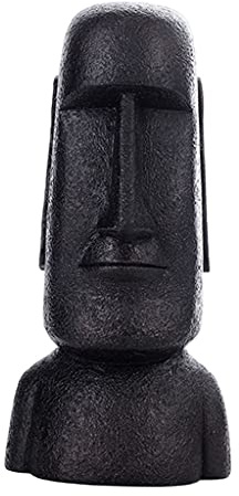 LOVIVER Harz Osterinsel Statue Monolith Alt Retro Stil AHU Dekor Antikes römisches Porträt Moai Skulptur für Tisch Aufenthaltsraum Ornament, B Schwarz