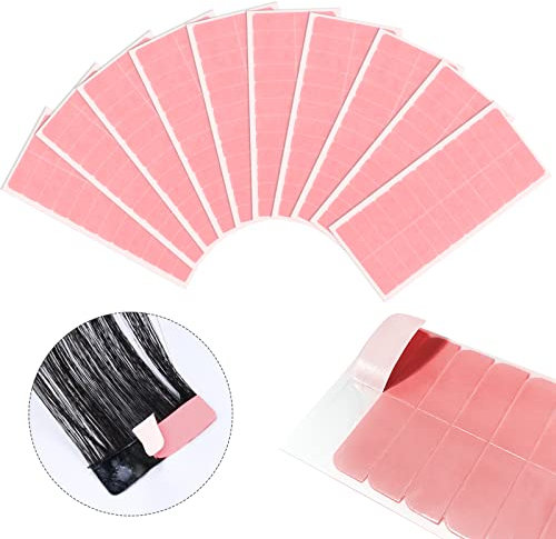 Kalolary 120 Pieza Cinta de Extensión de Pelo, Doble Cara Invisible Ultrarresistente Reemplazo Tape Adhesivas para Trama del Cabello y Extensión de Cabello (Rosado)