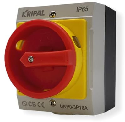 EKABEL24 Hauptschalter mit Gehäuse und Not-Aus-Funktion | Zuverlässiger Schutzschalter für Elektroinstallationen, Wechselschalter | Aufputz Schalter | 16A 3-polig