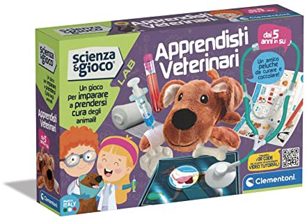 Clementoni Lab-Apprendisti kit esperimenti di scienza, gioco scientifico bambini 5 anni+, laboratorio veterinario, versione in italiano, Made in Italy, Multicolore, Medio, 19267