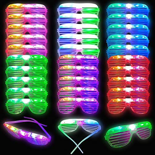 Lot de 30 verres à DEL, 6 couleurs phosphorescentes pour enfants et adultes, fournitures de fête lumineuses pour Mardi Gras, Halloween, Noël, anniversaire, mariage