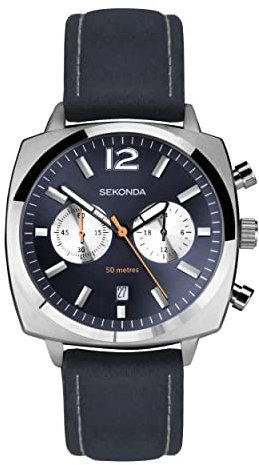 Sekonda Airborne Herren-Armbanduhr, 40 mm, Quarz, Analoganzeige, blaues Lederarmband, 30027
