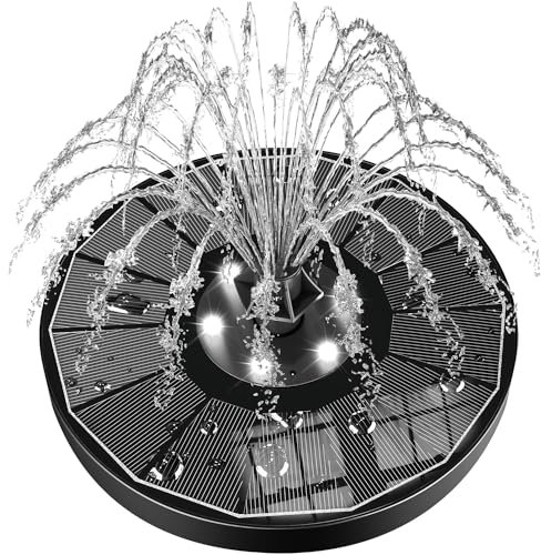 SZMP Solar Water Fountain Upgraded 100% Glass Panel, 3.5W Solar Powered Fountains Built-in 2200mAh Battery with 7 Nozzle & 4 Fixer, Solar Fountain Pump for Bird Baths, Pond, Fish Tank, Outdoor