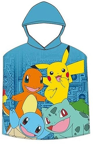 FACTORY CR Unisex-Kinder 2023POK017 Pokemon-Mikrofaser-Poncho, Badetuch, Kinderhandtuch, Kinderdruck, 50x100, Mehrfarbig, único