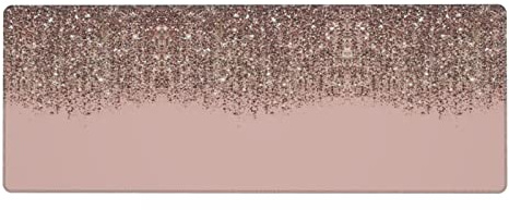Tapis de souris rose pâle doré – Grand tapis de souris de jeu 80 x 30 cm avec bords cousus base antidérapante durable