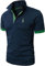 KUNJLELP Men's Regular-Fit Cotton Pique Polo Shirt Short Sleeve Golf Polos,Blue 04,L