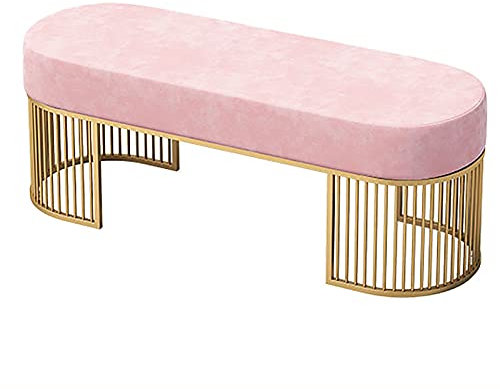 Luxuriöse gepolsterte Sitzbank aus Samt mit goldenem Sockel, Eingangsbereich, Schuhbank, Schuhaufbewahrung, Organizer, eleganter Damen-Kosmetikhocker, Multifunktions-Sofabank, Rosa