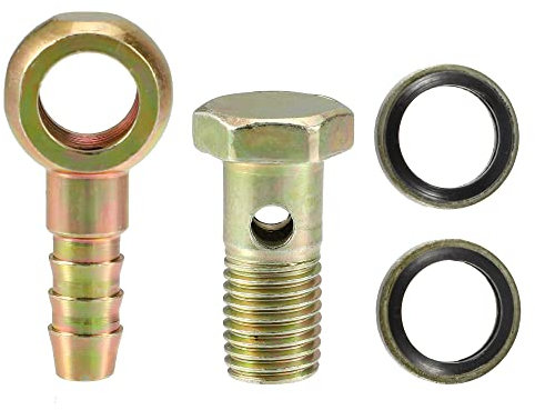 X AUTOHAUX 1 Set M12x1.5 Banjo Bolt Hose Barb Fitting with Copper Washers Iron