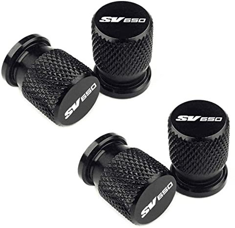 JIGMOD 4 Stück Auto Ventilkappen für Suzuki SV650 SV650S SV 650/S 2017-2019, Autoreifen Ventilkappen für Stabilen Reifendruck, Rad Ventilkappen mit Dichtungsring, Auto Zubehör,B Black
