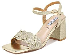 QUEEN HELENA Sandali Eleganti Bassi con Strass con Cinturino Donna ZM9413 (Oro, Sistema Taglie Calzature EU, Adulto, Donna, Numero, Media, 38)