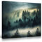 Startonight Impression sur Toile - Vert Brouillard Arbres Forêt - Grande Tableau Decoration Murale Prêt à Accrocher Peinture Arbres Moderne et Contemporaine 80 x 80 cm Idée Cadeau Élégante Originale
