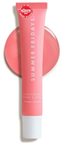 Summer Fridays Lip Butter Balm - Moisturizing Lip Gloss for Instant Shine + Sheer Color - With Nourishing Shea Butter - Everyday Makeup + Skin Care Summer Essentials - Vegan - Pink Sugar (.5 Oz)