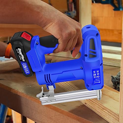 2 in 1 Nail Gun & Staple Gun Electric Nailer for Woodworking + Battery & Charger with 1.5Ah Battery and Charger, 500 Nails & 500 Staples for Woodworking, Upholstery and Carpentry