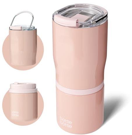 BOTTLE BOTTLE Stainless Steel Tumblers with Handle, Insulated Tumblers with 2 Lids, 22oz 2IN1 Coffee Cup for Home Office and Party, Travel Cups for Woman and Man as Gifts(Pink)