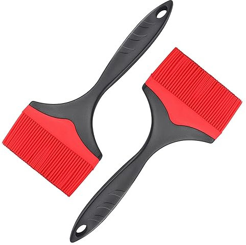 Large Silicone Basting Pastry Brush - Silicone Basting Brush for Grilling,Heat Resistant Brushes Spread Oil Butter Sauce for Cooking Baking BBQ,3.95inch Extra Wide Grill Basting Brush（Red 2）