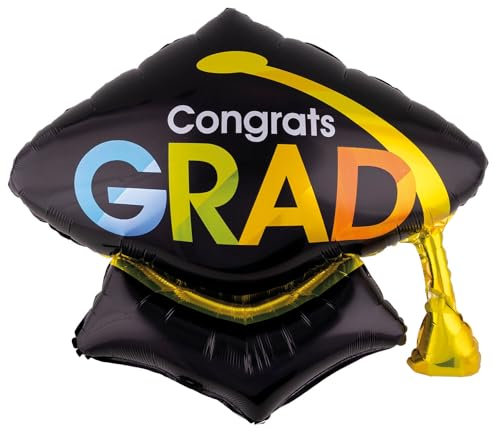 PARTY DISCOUNT NEU Folienballon Akademiker-Hut, Congrats Grad, ca. 70cm