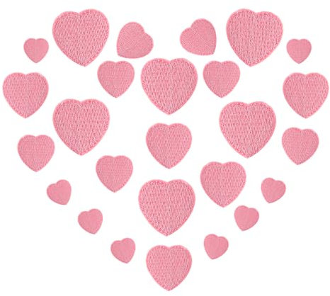 24 Stück Herz Patches zum Aufbügeln DIY Herz Nähen Aufnäher Stickereien Applikation Niedliche Mini Aufnäher zum Aufbügeln Dekorative Flicken für Kleidung Jacken Hüte Jeans Röcke (Rosa)