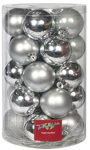 TrendLine Weihnachtskugeln bruchfest, langlebig Ø 6, 8 10 cm Silber 26 Stück