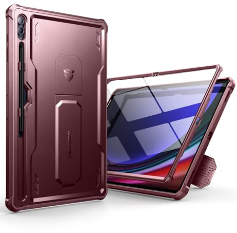 Dexnor Case, [Built in Screen Protector and Kickstand] Heavy Duty Military Grade Protection Shockproof Protective Cover - Red