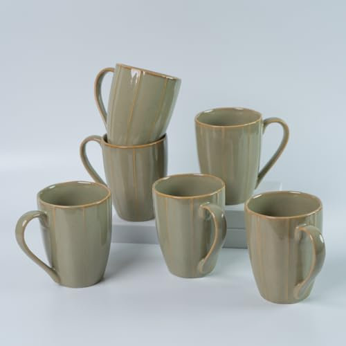 The Golden Theory Tazza da caffè in ceramica verde pastello: elegante tazza da tè per casa e ufficio, capacità 325 ml, adatta al microonde e alla lavastoviglie