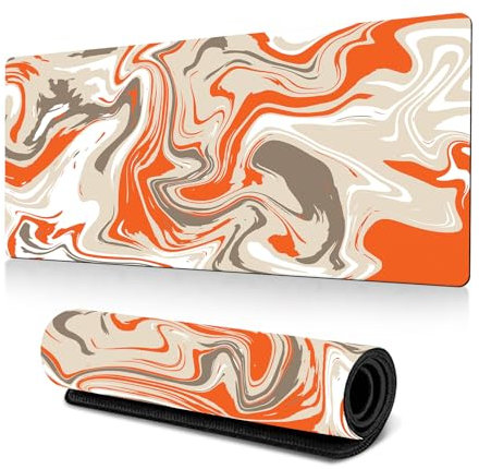 Hixingo Tapis de Souris XXL/XL/L, Tapis de Souris Gamer, Tapis Souris avec Bords Cousus, Abstrait Tapis de Souris en Base Antidérapante, Convient pour Gaming, Maison (900 * 400 * 3mm,Kaki Orange)