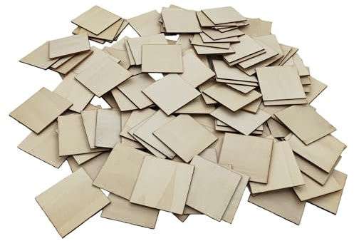 120PCS Plywood Sheets, 5 x 5 x 0.2cm Unfinished Wood Blank Sheets Square Plywood Board for DIY Crafts, Drawing, Engraving