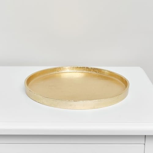 Melody Maison Medium Round Gold Metal Tray - 25.5cm