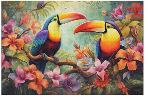 Puzzle Für Erwachsene, 1000 Teile, Tukane, Holzpuzzle, Holzpuzzle, Geburtstagsgeschenke, Puzzle, Wanddekoration (75×50cm)