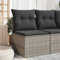 HEFZGDB Gartensofa ohne Armlehnen mit Kissen Grau Poly Rattan Gartenbank Gartenlounge Outdoor Sofa Geeignet für Garten, Terrasse, Pool.