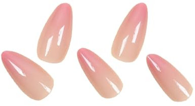 Sweet Gradient Pink False Nail Patch Almond Glossy Korean Style Fake Nail Wearable 24pcs Artificiall Nails Detachable Manicure summer luxury